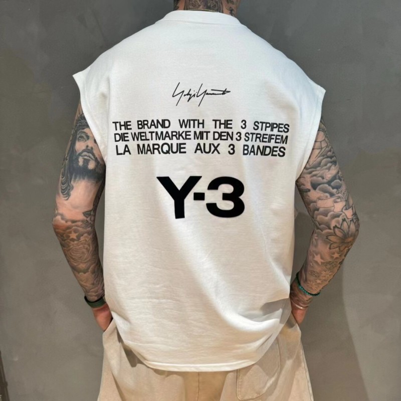 พร้อมสต็อก ใช่3 ขนาดใหญ่พิมพ์ตัวอักษรผ้าฝ้าย 100% เสื้อยืดคอกลมผู้ชายและผู้หญิงอินเทรนด์หลวมกีฬาเสื้อกล้าม