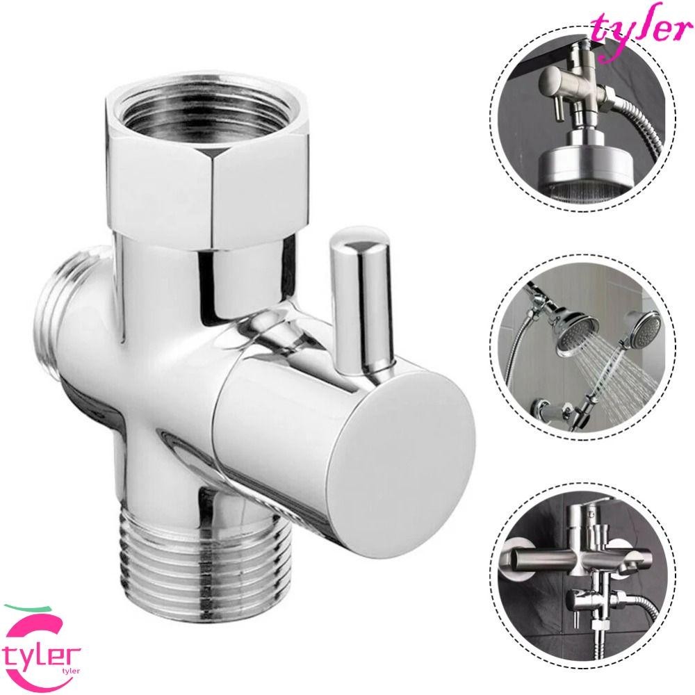 ไทเลอร์ 3ทางหัวฝักบัววาล์วไดเวอร์เตอร์,ทองเหลืองทีอะแดปเตอร์3ทางสวิทช์ก๊อกน้ําวาล์ว,เครื่องมือวาล์วสามฟังก์ชั่นก1/2ฝักบัวแตะเชื่อมต่อบ้าน