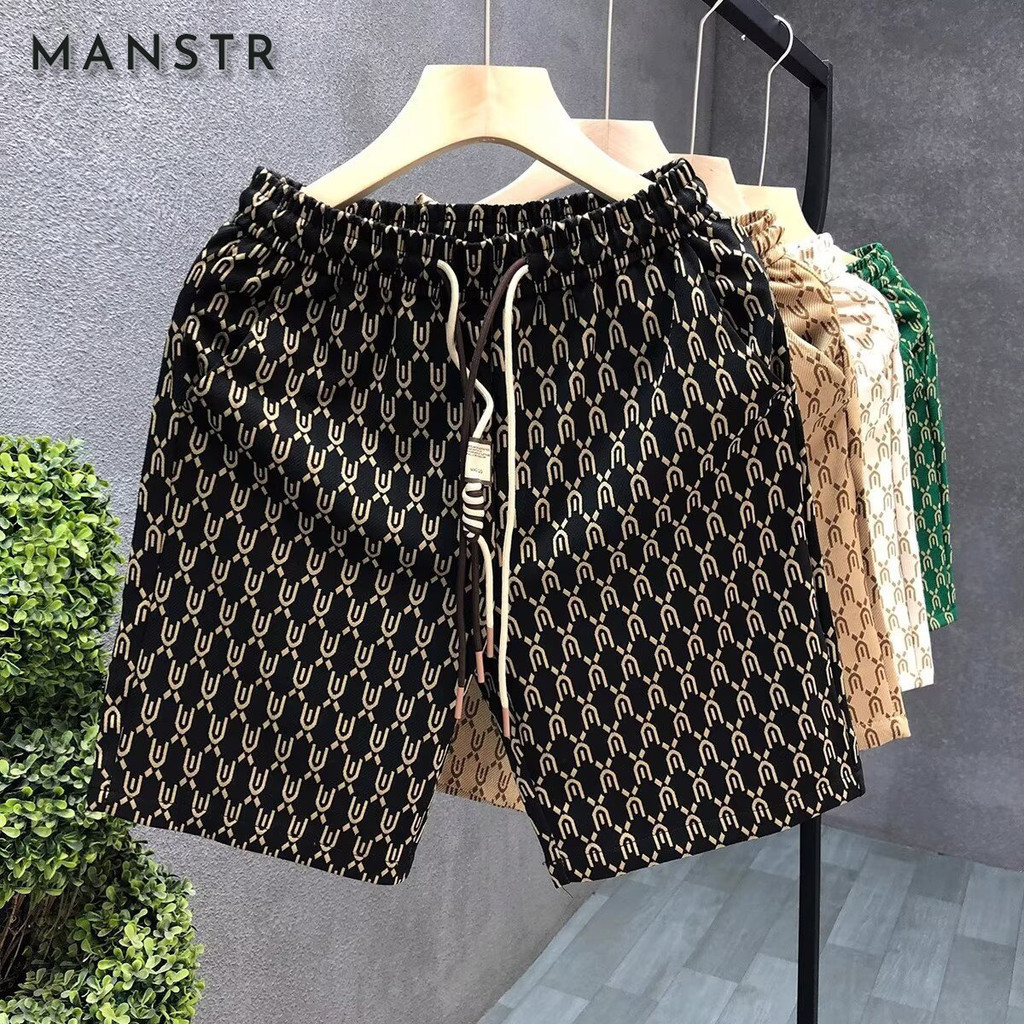 [4 สี] แฟชั่นสบายๆหลวมกางเกงขาสั้นชายหาดฤดูร้อนสําหรับชาย Monogrammed ด้านล่าง Individuality ชุดชั้นในกีฬา All-Match Plus ขนาด M-5XL