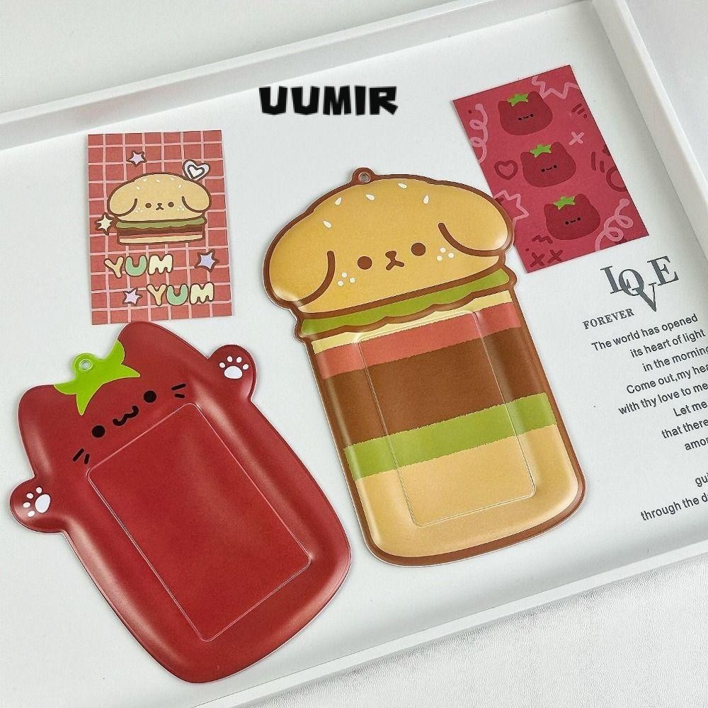 UUMIR แฮมเบอร์เกอร์สุนัขโฟโต้การ์ด ,กระเป๋าการ์ตูนพวงกุญแจผู้ถือบัตรภาพ,รูปถ่ายไ
