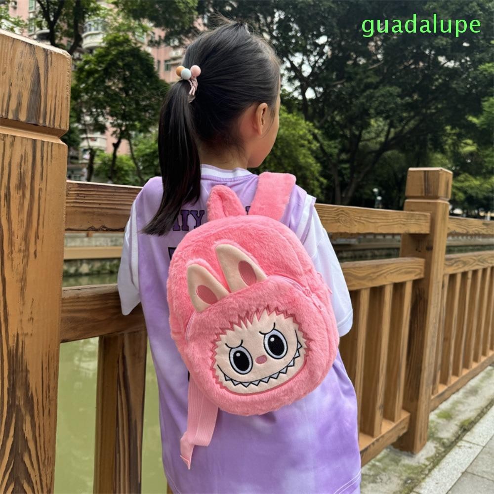 Guadalupe Labubu กระเป๋าเป้สะพายหลัง, PP ผ้าฝ้ายปรับสายรัด Labubu กระเป๋าถือ,กระเป๋า Plush Filled ตุ๊กตานุ่มการ์ตูนอุปกรณ์ต่อพ่วง Daypack ของขวัญ