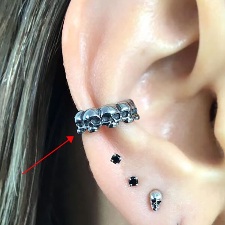 Cuffs Skullหัวหูคลิปแฟชั่นเครื่องประดับหูสไตล์โกธิคต่างหูโลหะผสมวัสดุที่สมบูรณ์แบบสําหรับงานปาร์ตี้ทุกวัน