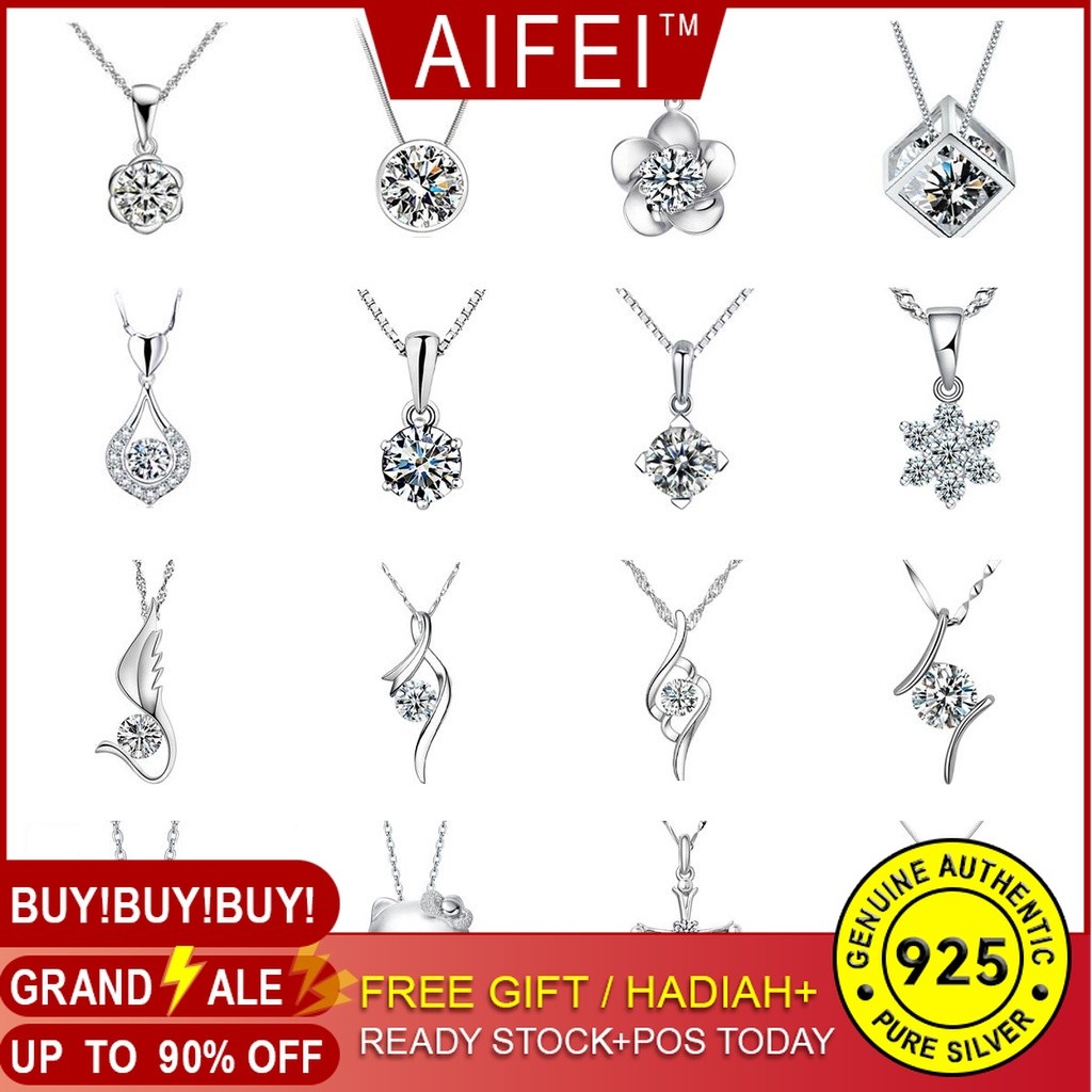AIFEI 50การออกแบบอิตาลีเงินของแท้925สร้อยคอสำหรับผู้หญิงแฟชั่นจี้อุปกรณ์เครื่องประดับเกาหลี XL002