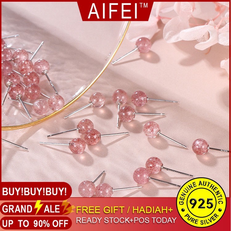 ชุบ S925 เงินสตรอเบอร์รี่คริสตัลต่างหูขนาดเล็กอารมณ์ของผู้หญิงสไตล์เกาหลีบุคลิกภาพที่เรียบง่ายสีชมพูหูเครื่องประดับเข็มเงิน de2-1510