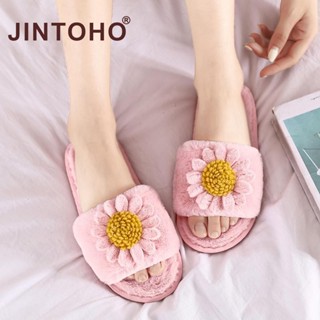 จินโตโฮ ฤดูหนาวที่อบอุ่นผู้หญิงบ้านรองเท้าแตะลําลองดอกไม้ออก…