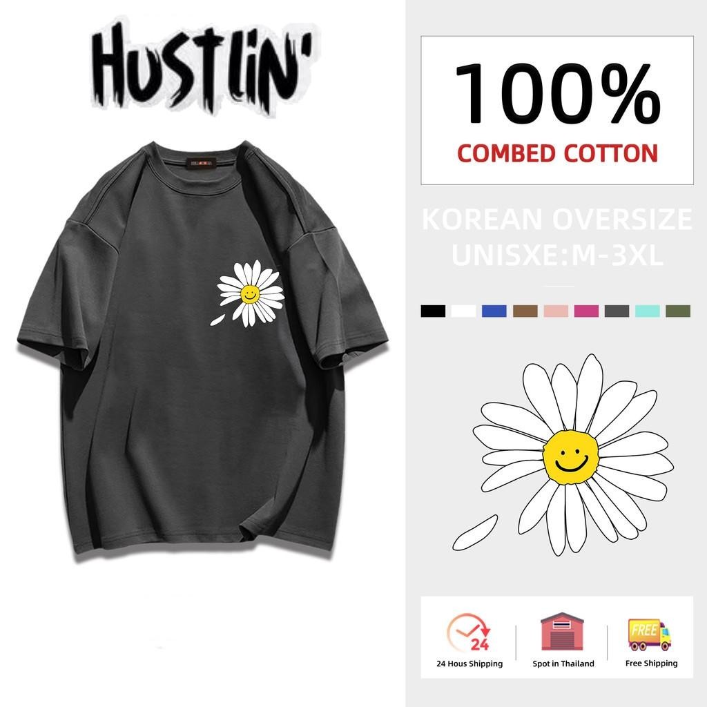 (พร้อมส่ง) เสื้อยืดสไตล์เกาหลี oversize เสื้อยืด เสื้อแขนสั้นคอกลม เสื้อยืด กุหลาบทะเล COTTON100% ผ้าแบบนุ่มพิเศษ