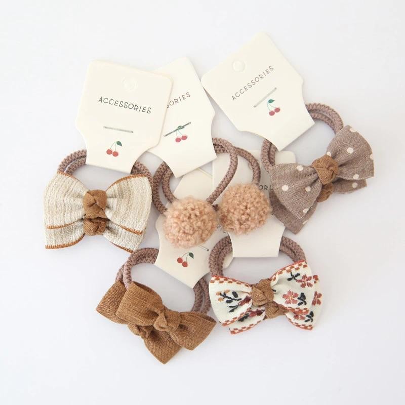 10 ชิ้น/ล็อตหวานผม Band หญิงผม Ties Bows ยืดหยุ่นยาง Band ดอกไม้ขนาดเล็ก Scrunchies เด็กทารกอุปกรณ์เสริมผม