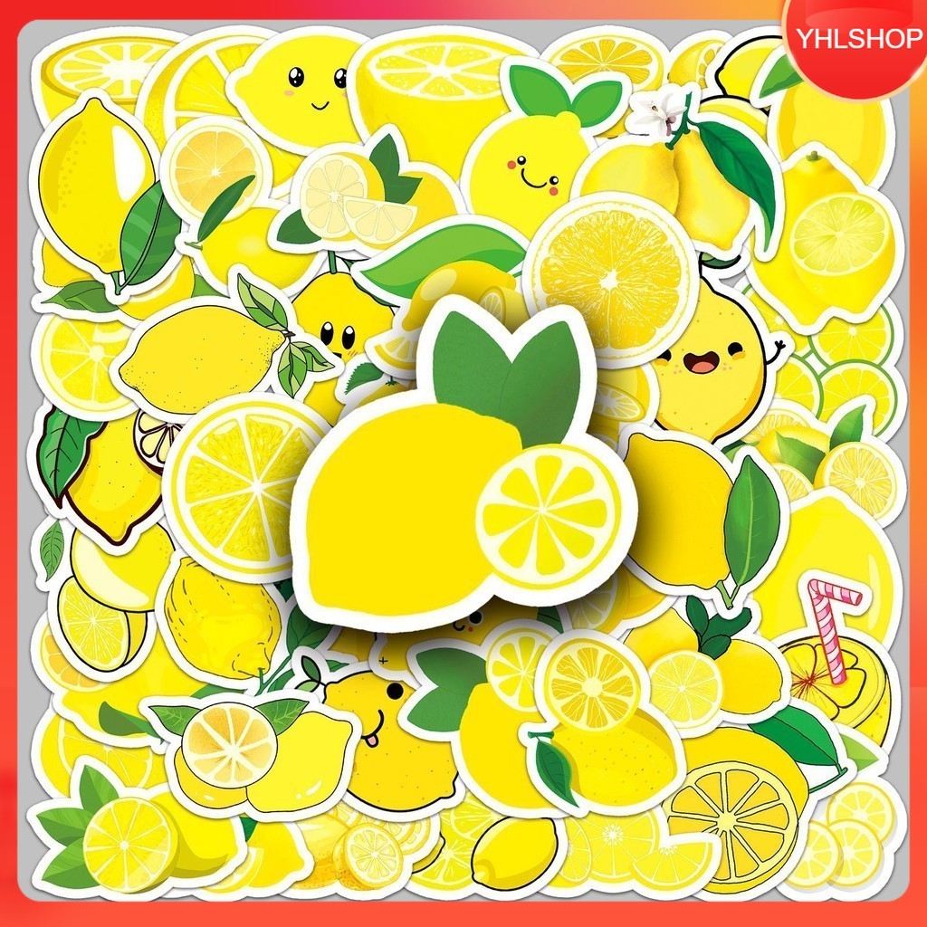 🎭พร้อมส่ง🎭 50ชิ้น สติกเกอร์ ผลไม้มะนาว เลม่อน โทนเหลือง Lemon Lime Fruit Yellow Tone Sticker