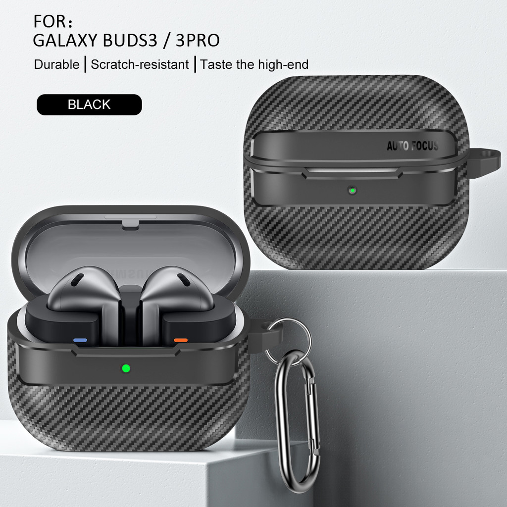 เกราะสําหรับ Samsung Galaxy Buds3 FE 3Pro หูฟัง TPU ไฟเบอร์รูปแบบกรณี Buds 3 Pro 3FE หูฟังพร้อมตะขอหัวเข็มขัด