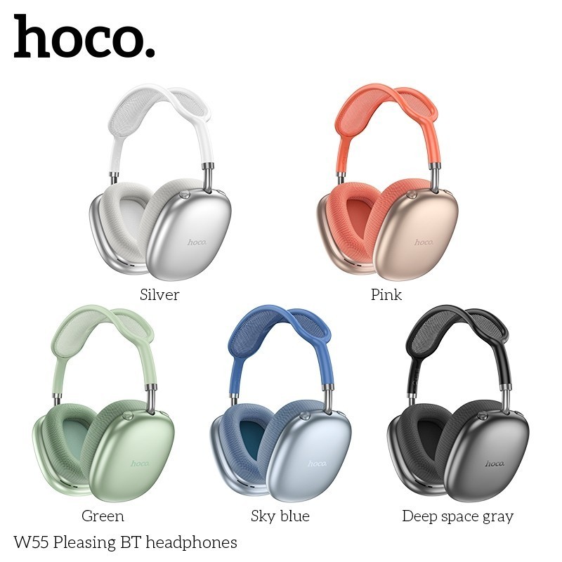 Hoco W55 หูฟังบลูทูธ ใช้งานนาน 90 ชม. ระบบ BT 5.4 / Aux 3.5mm / TF Card คุณภาพเสียงดี HiFi Audio หูฟังครอบหู hc3
