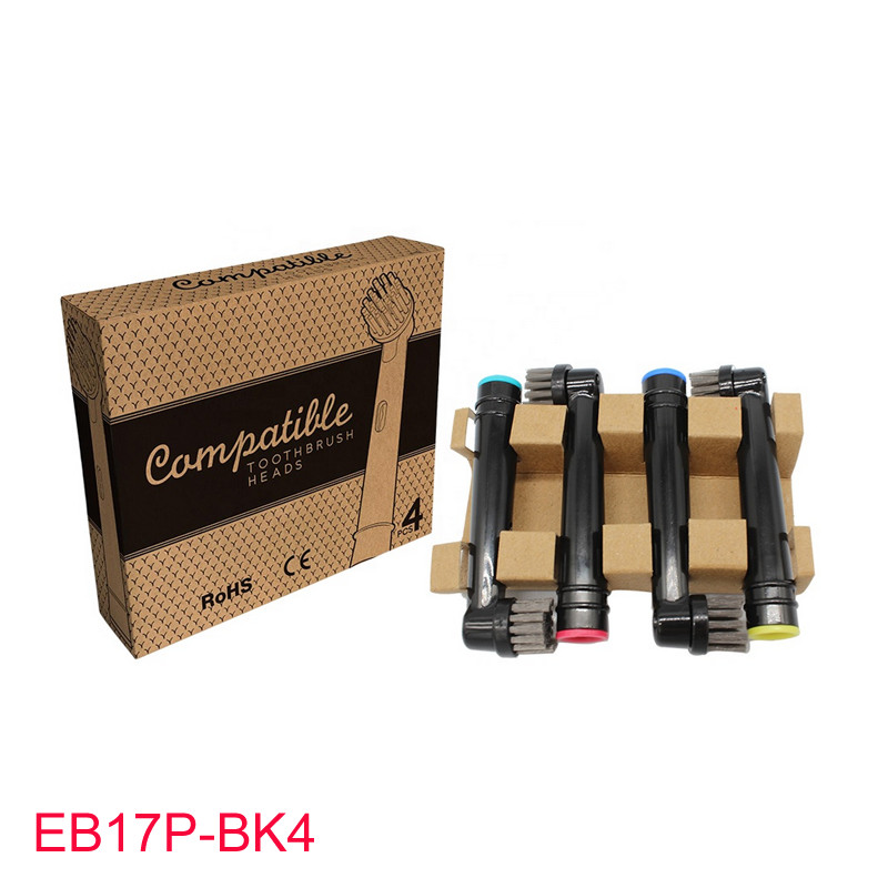 ถ่านไม้ไผ่ผมสีดํา 4PCS แปรงสีฟันไฟฟ้าเปลี่ยนหัวแปรงสําหรับ Oral B แปรงสีฟันไฟฟ้า D12/D100/Pro500/Pro
