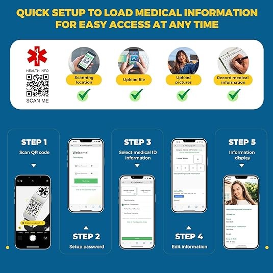 Meaeguet ส่วนบุคคลสร้อยข้อมือทางการแพทย์สําหรับผู้ชายผู้หญิงที่มีรหัส QR,สายรัดข้อมือกันน้ําซิลิโคนปรับสร้อยข้อมือที่กําหนดเอง - รูปที่ 3