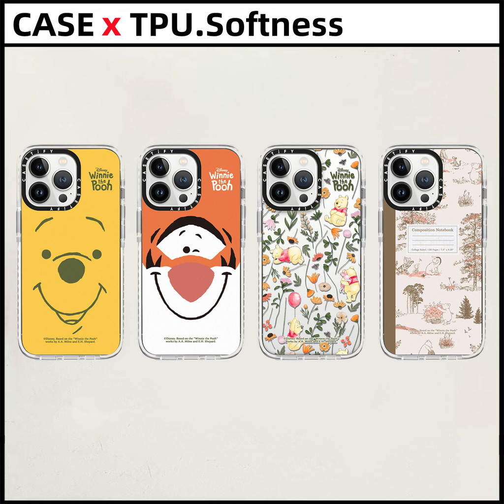 Casetifywinnie the Pooh Vintage FloralSoftซิลิโคนTPUสําหรับiPhone 15 Pro MAX 14 13 12 11 Pro MAX 6 7 8 Plsu S2020 XR XS MAXโปร่งใสกันกระแทก
