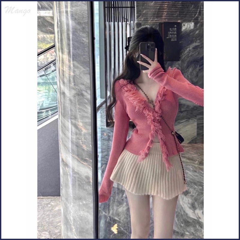 เซ็กซี่สาวร้อนหวานสูทการออกแบบที่กลัวเสื้อกันหนาวด้านบน+กระโปรงสูทสองชิ้น