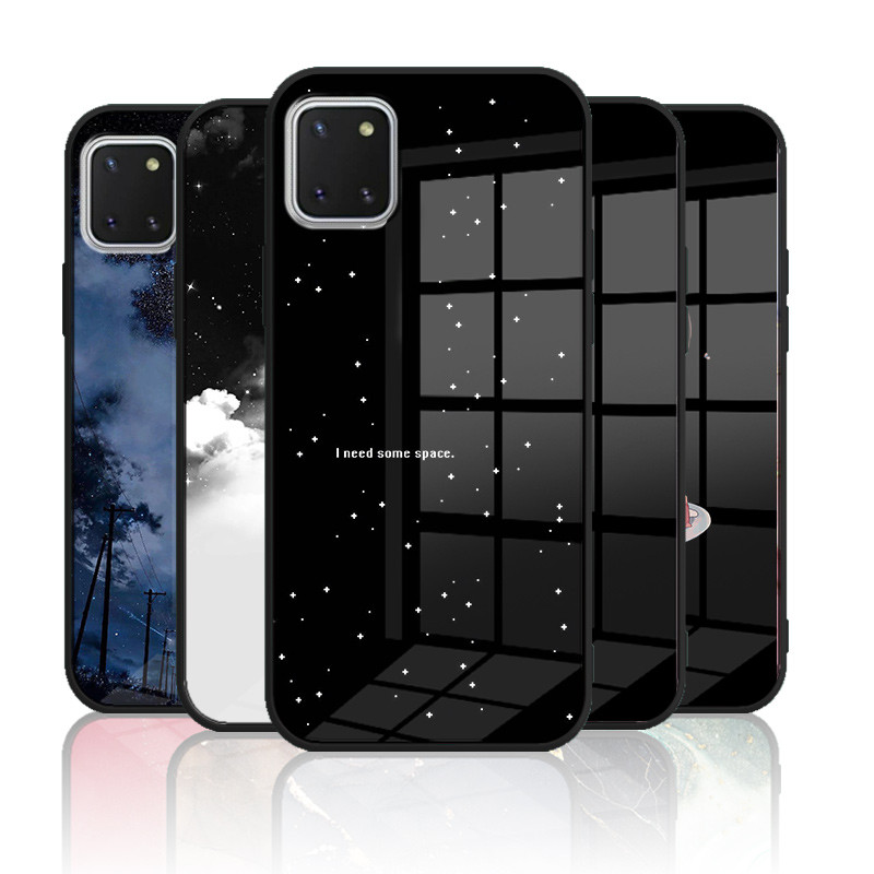 เคสกระจก Samsung galaxy Note 10 lite เคสกระจกนิรภัยฮาร์ดฝาหลังขอบซิลิคอนอ่อน