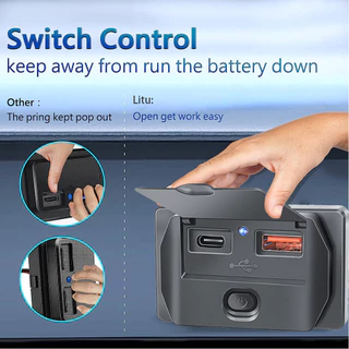 Quick Charge PD Type C พอร์ต USB คู่รถ Bus Charger ซ็อกเก็ตอะแดปเตอร์ 12 V/24 V USB Power พร้อม Swith สําหรับรถจักรยานยนต์ทางทะเล