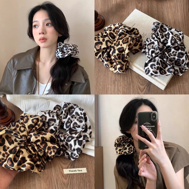 Cool Sa สาวร้อนแฟชั่นเสือดาวพิมพ์ Scrunchy แหวนผมหญิงอารมณ์แถบคาดศีรษะเชือกผม All-Match ยางรัดหัวเชือกผม