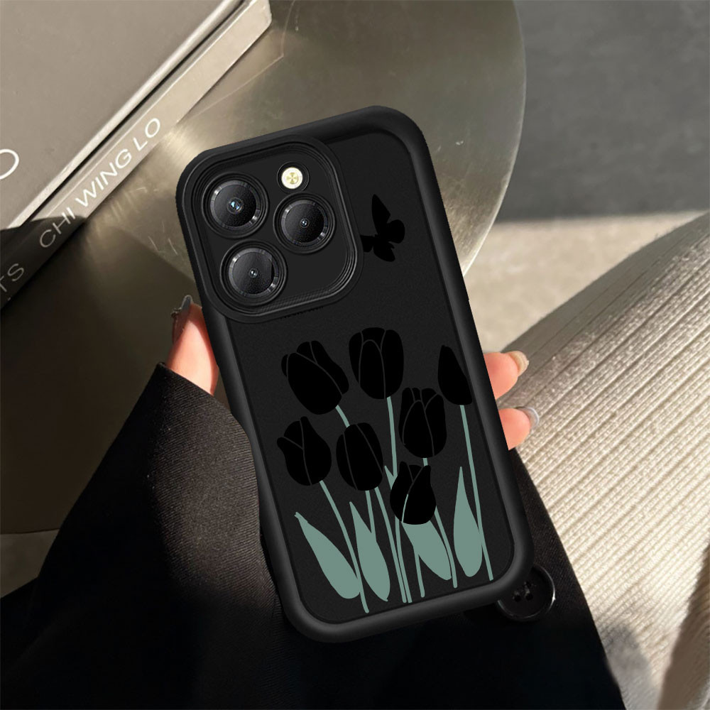 HP ITEL P40 Plus P50 P55 Plus S23 S23Plus iteelA04 A05S A60 A70 RS4 Butterfly Black Flower Case myww