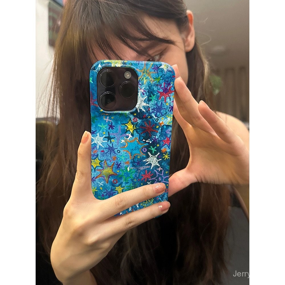 เคสโทรศัพท์มือถือแอปเปิ้ลลายดาวทะเลลึกสีสร้างสรรค์ไร้เดียงสาเคสป้องกันเคสแข็งสำหรับ iPhone 15 13 PRO MAX 12 14 PRO MAX 8 plus XS MAX 7 plus XR 11 Pro 11 Pro 11PROMAX กันฝุ่นกันรอยขีดข่วน fkjo