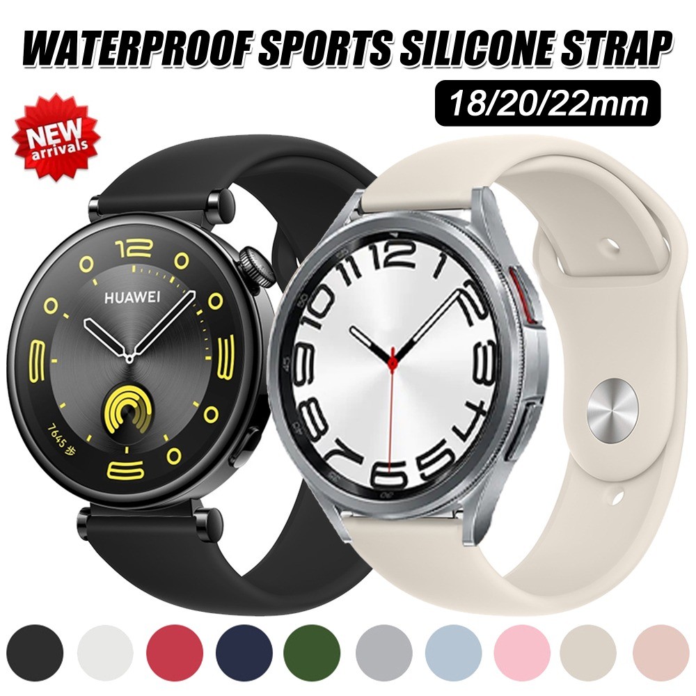 18 20 22 มม.สําหรับนาฬิกา Samsung FE/6/5/4 40 มม.44 มม.ซิลิโคนกันน้ํากีฬาสายคล้องคอสําหรับ Huawei GT