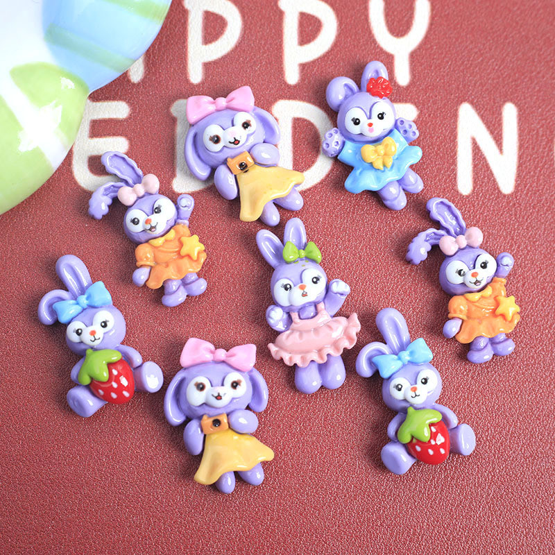 การ์ตูนเคลือบเงา Lulu กระต่ายเรซิ่นอุปกรณ์เสริม DIY ครีมกาวเคสโทรศัพท์วัสดุแพคเกจ Hairpin รองเท้าดอกไม้รองเท้าหัวเข็มขัด Hem