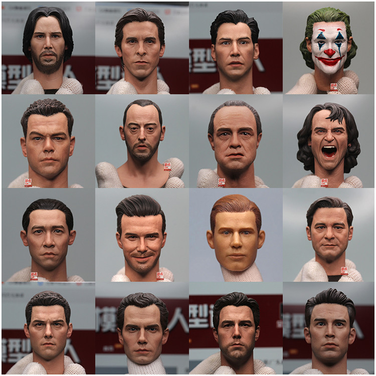 คลังสินค้าพร้อม 99HEAD CARVIN 1/6 ยุโรปเอเชีย American Man Head แกะสลักหนังสือขนาดใหญ่ 007 Clown Killing God Gangster 40 ซม.