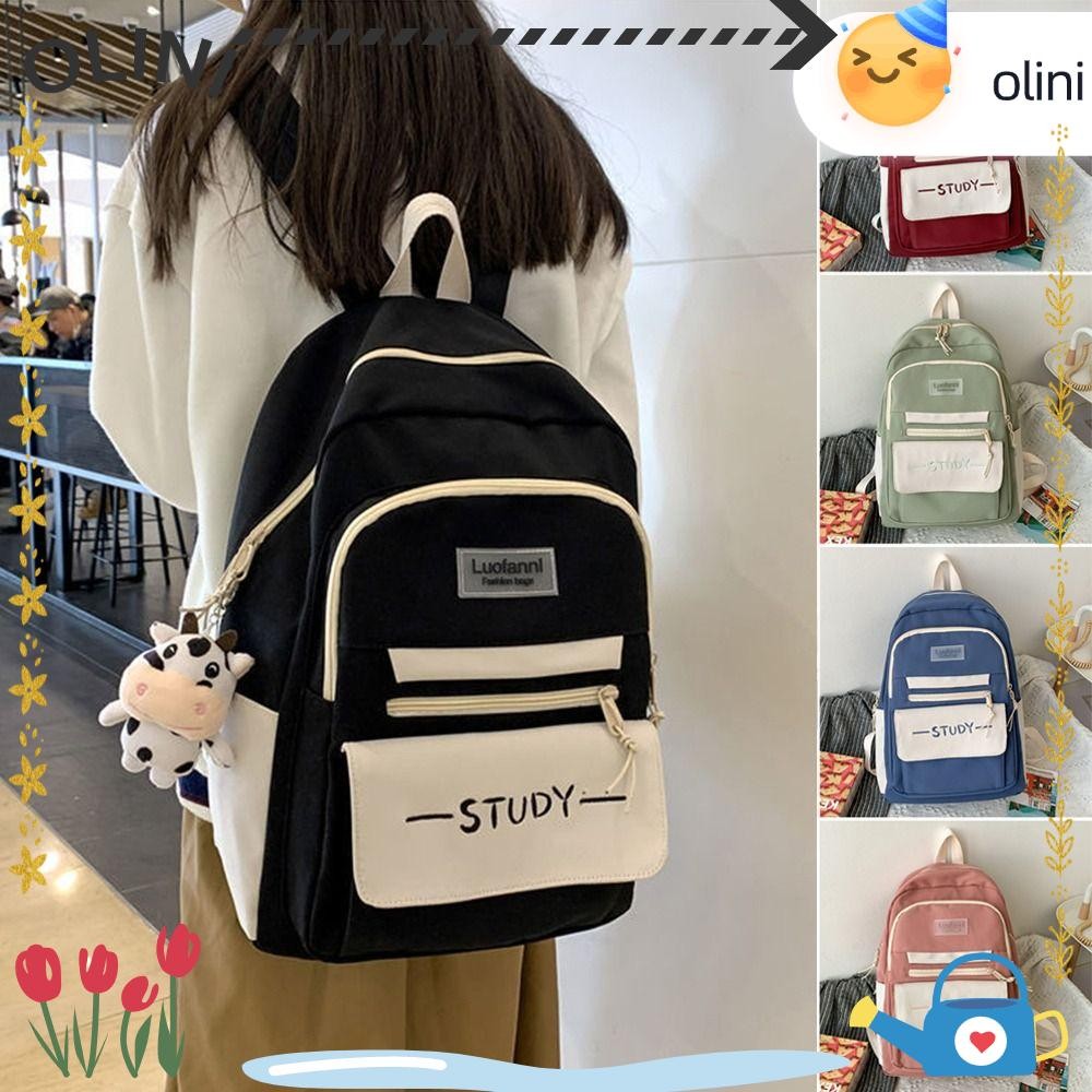 Oliini กระเป๋าเป้สะพายหลังความจุขนาดใหญ่,กระเป๋านักเรียนนักเรียนไนลอนสีบริสุทธิ์,แฟชั่นมัลติฟังก์ชั่นกระเป๋าสะพายกันน้ําเดินทาง