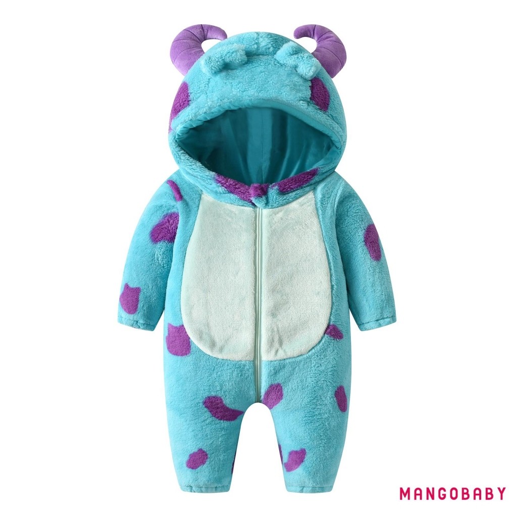 (จัดส่งในกรุงเทพฯ)-infant ขนแกะ Jumpsuit การ์ตูนสัตว์ฮอร์น Hooded Warm Thicken ฤดูหนาว Rompers Outwear Snowsuit สําหรับทารกหญิงและเด็กชาย