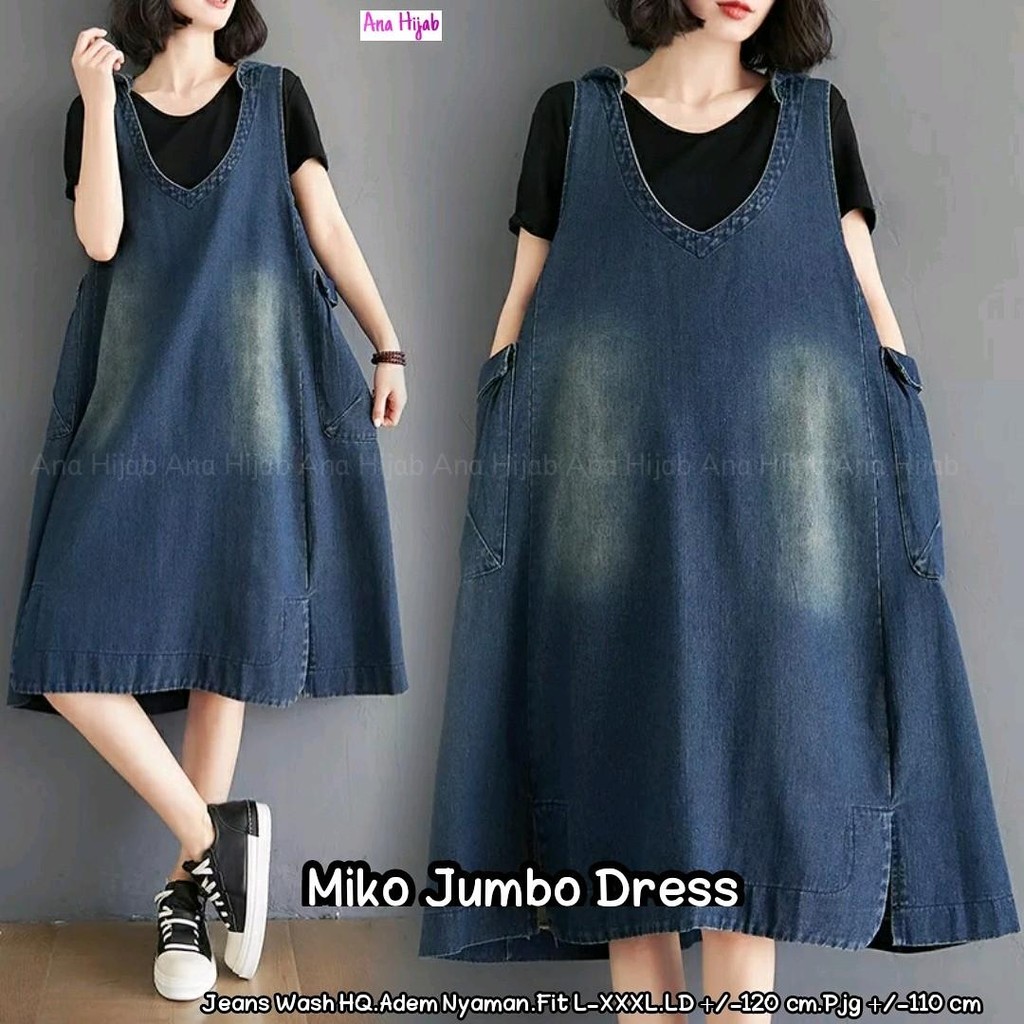 Miko Overalls กางเกงยีนส์แขนกุดจัมโบ้ระดับพรีเมียม