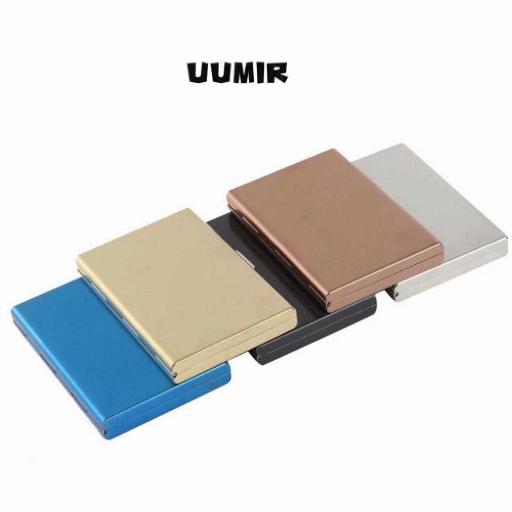 UUMIR ผู้ถือบัตรเครดิต,สแตนเลสป้องกันสแกนโลหะกระเป๋าสตางค์ที่มีคุณภาพสูงบาง6ตําแหน่งบัตรกล่องโลหะแบบพกพาเดินทา