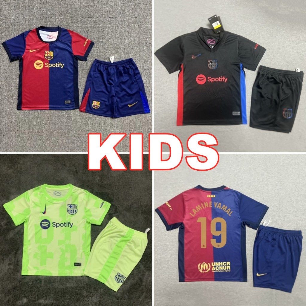 24/25 Barcelona Home & Away Kids KIT ชุดเสื้อฟุตบอลคุณภาพสูง AAA LAMINE YAMAL # 19