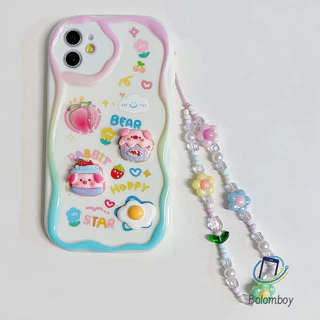 DIY เคส สำหรับไอโฟน 11 15 12 13 14 16 Pro Max 7 8 Plus XR XS X SE 2022 2020 พร้อมสายคล้อง พร้อมอุปกรณ์เสริมสุดน่ารัก