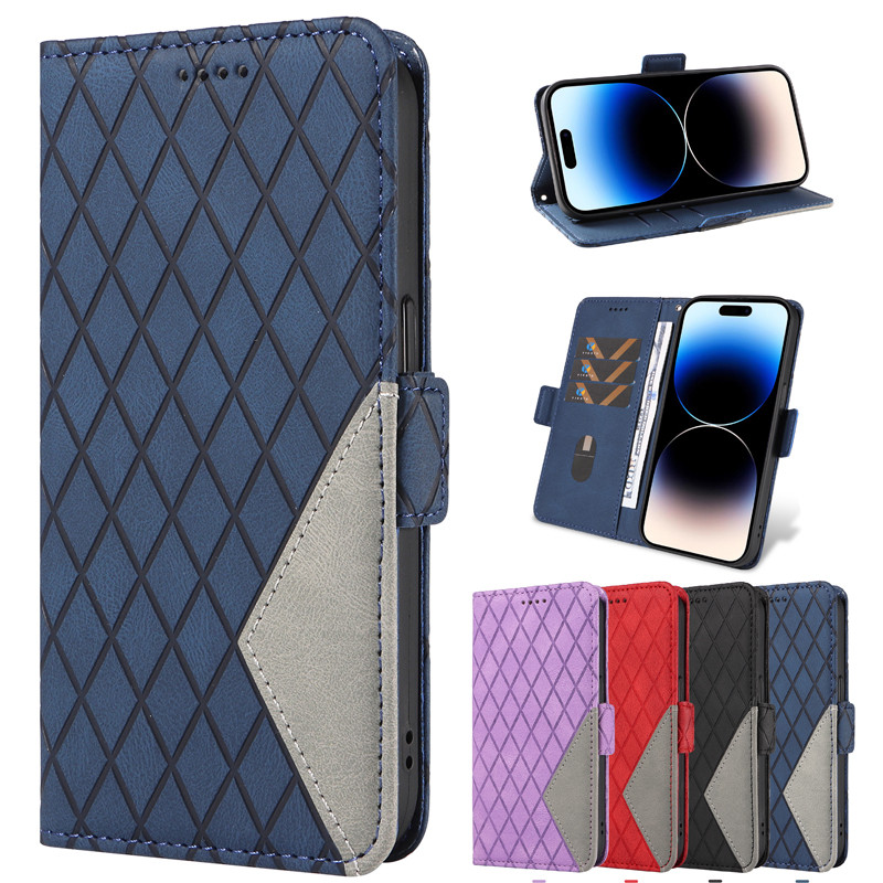 Flip Wallet Case Xiaomi Poco F6 M6 X6 X5 F5 M5s M5 M4 X4 F4 X3 NFC GT Pro 5G หนัง Checkered ปลอกขาตั้งผู้ถือบัตรฝาครอบป้องกัน