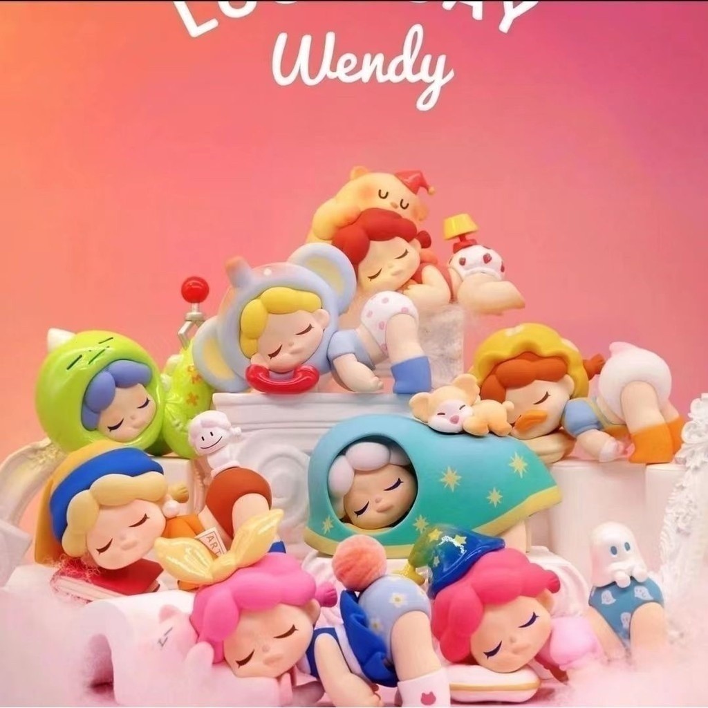 P POPMART wendy Little Lucky Series กล่องลึกลับอินเทรนด์เล่นรูปสาวของขวัญเดสก์ท็อปตกแต่ง Bubble Matt QARK ZFTJ
