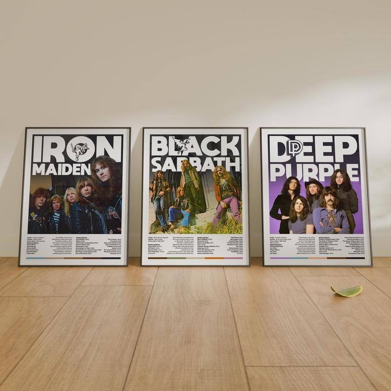 Iron Maiden Black Sabbath วอลล์เปเปอร์สีม่วงลึกพิพิธภัณฑ์โปสเตอร์ FHD Wall Decor สําหรับ Home Exhibition Art