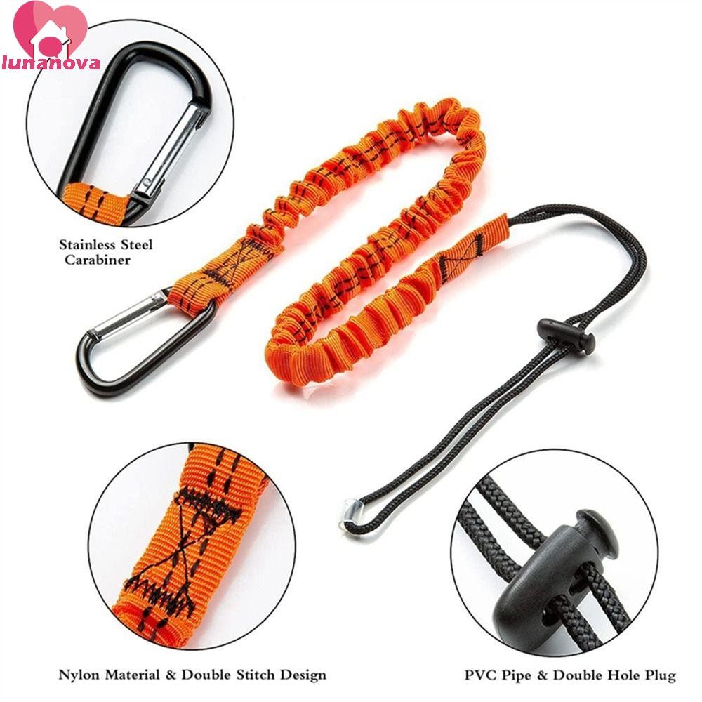 Lunanova Safety Bungee Tether,พร้อมตะขอคาราบิเนอร์ Anti-Falling เครื่องมือเชือกนิรภัย,อุปกรณ์ปีนเขาไนลอนทํางานทางอากาศปีนเขาเครื่องมือทํางานเชือกเส้นเล็กตะขอสายรัด