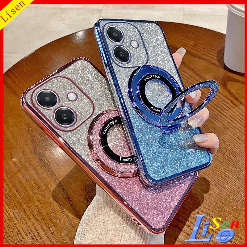 เคส OPPO A3X 5G/A3 Pro 5G/A38/A18/A58/A60/A78 5G พร้อมขายึด สติ๊กเกอร์แวววาว เคสโทรศัพท์ใส ZJSF