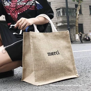 💖ในไทย💖กระเป๋าสาน Jute สไตล์ กันน้ำ DIY bag กระเป๋าถือ
