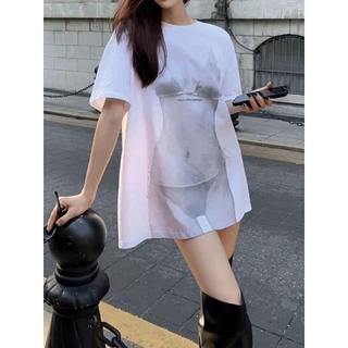 ผ้าฝ้าย เสื้อยืด แขนสั้น คอกลม t-shirt สไตล์เกาหลี เสื้อยืด oversize ใส่สบาย แฟชั่น