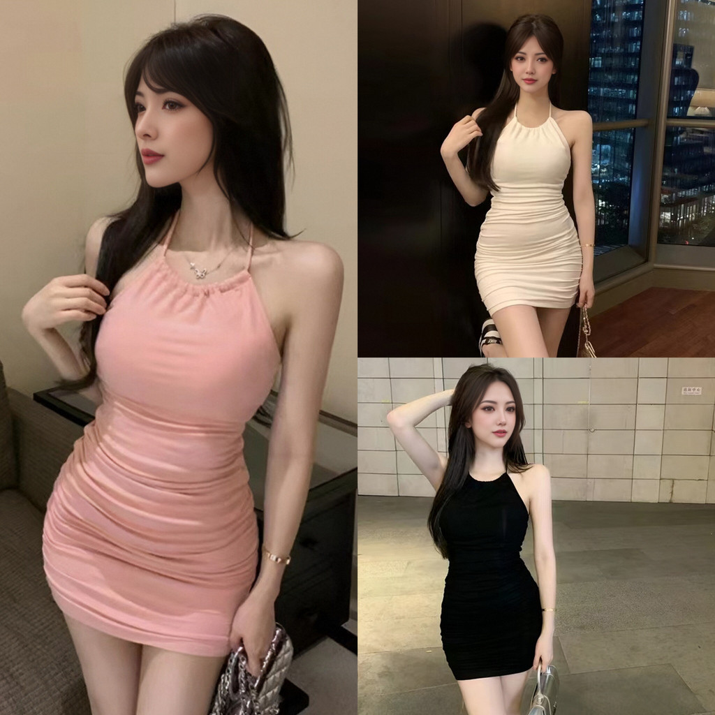 ใหม่! มินิเดรสสุดแซ่บ ดีไซน์โชว์หลังพร้อมสายคล้องคอ ชุดเดรสรัดรูปสำหรับสาวเซ็กซี่