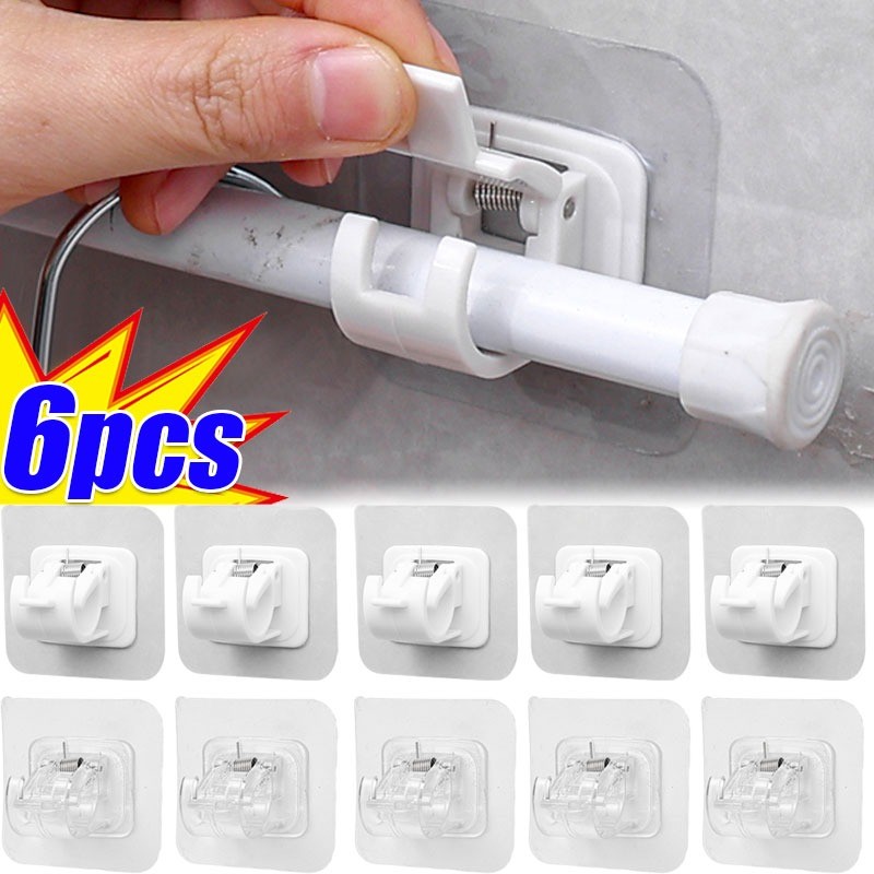 แนะนำ ผ้าม่าน 2/4/6 ชิ้น ตะขอแขวนผ้าม่านแบบมีกาวในตัว / ที่ยึดราวแขวนผ้าม่านห้องอาบน้ำแบบไม่มีตะปู / ที่ยึดสำหรับแขวนผนัง ราคาพิเศษ มีเก็บเงินปลายทาง