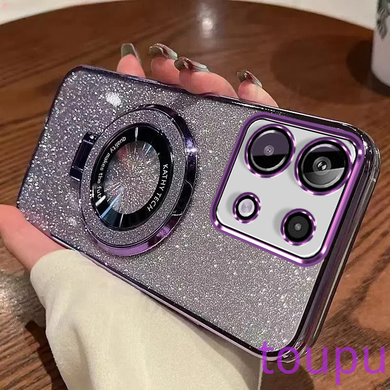 หรูหรา Electroplated Glitter เคสโทรศัพท์ Redmi หมายเหตุ 13 5G Note13 Pro หมายเหตุ 12 Pro หมายเหตุ 12S หมายเหตุ 13 Pro Plus 5G tective Shell Clear โปร่งใสกันกระแทกพร้อมวงเล็บ
