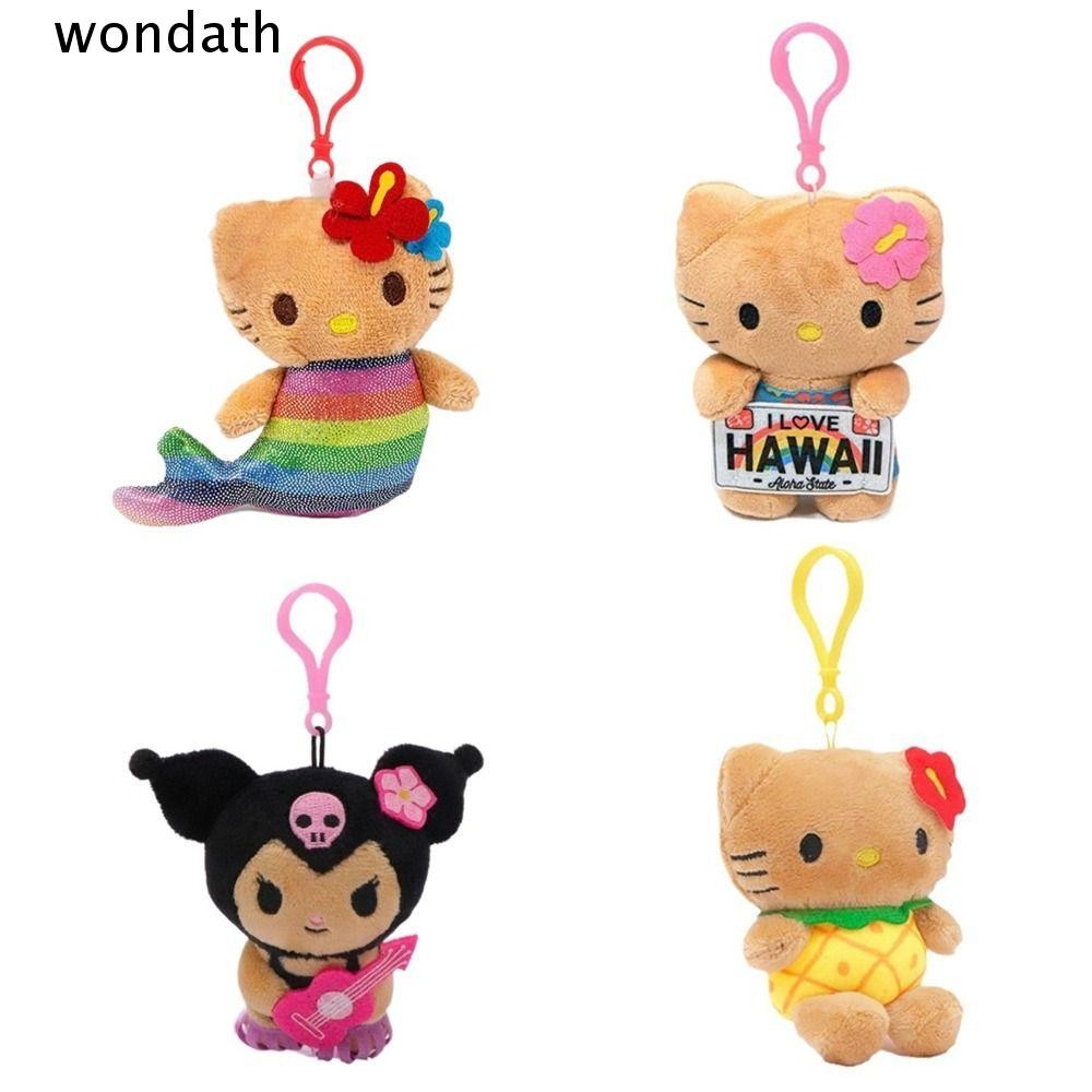 Wonda ตุ๊กตาตุ๊กตา, Sanrio Hawaiian Series พวงกุญแจ Hello Kitty, นางเงือกผิวเข้มน่ารัก 10 ซม. บรรจุสัตว์แขวนของขวัญ