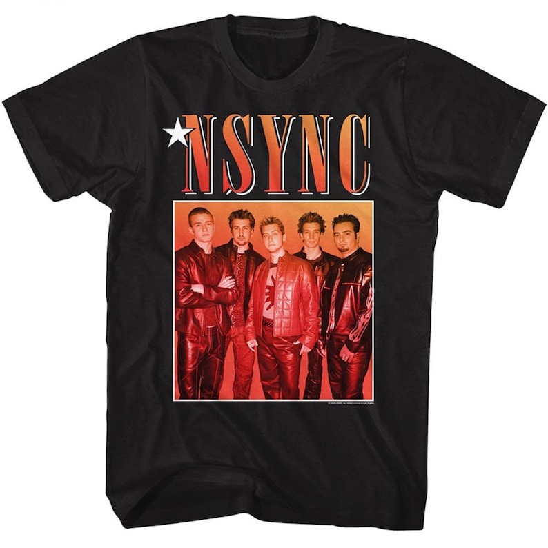 NSYNC NSYNC Gradient Box Black Adult T-Shirt สวยๆ หลวม ใส่สบายๆ การ์ตูน