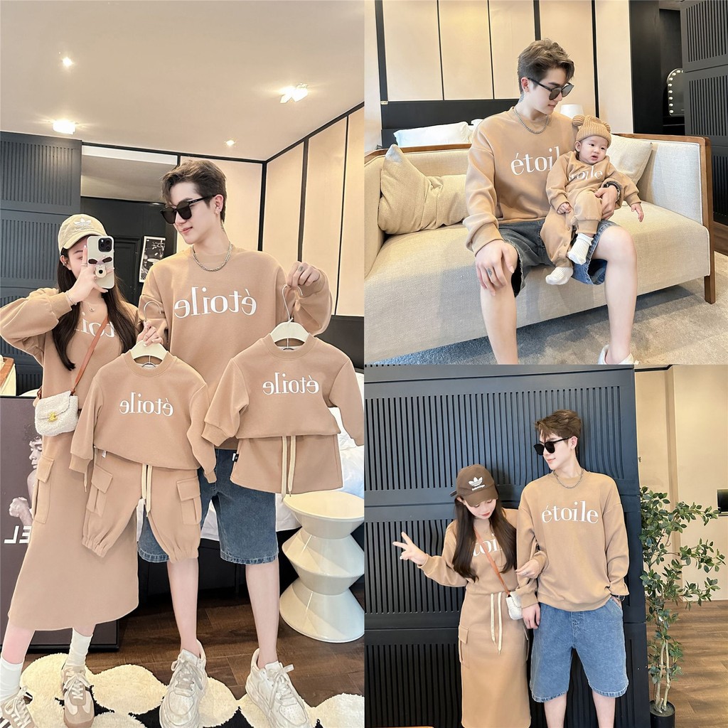 ชุดแม่ลูก, เสื้อกันหนาวเชือกรูด กระโปรงครึ่งตัว ชุดแม่ลูก, ฤดูใบไม้ผลิฤดูใบไม้ร่วงครอบครัวสี่วันหยุดสวมใส่ครอบครัว, โพธิ์
