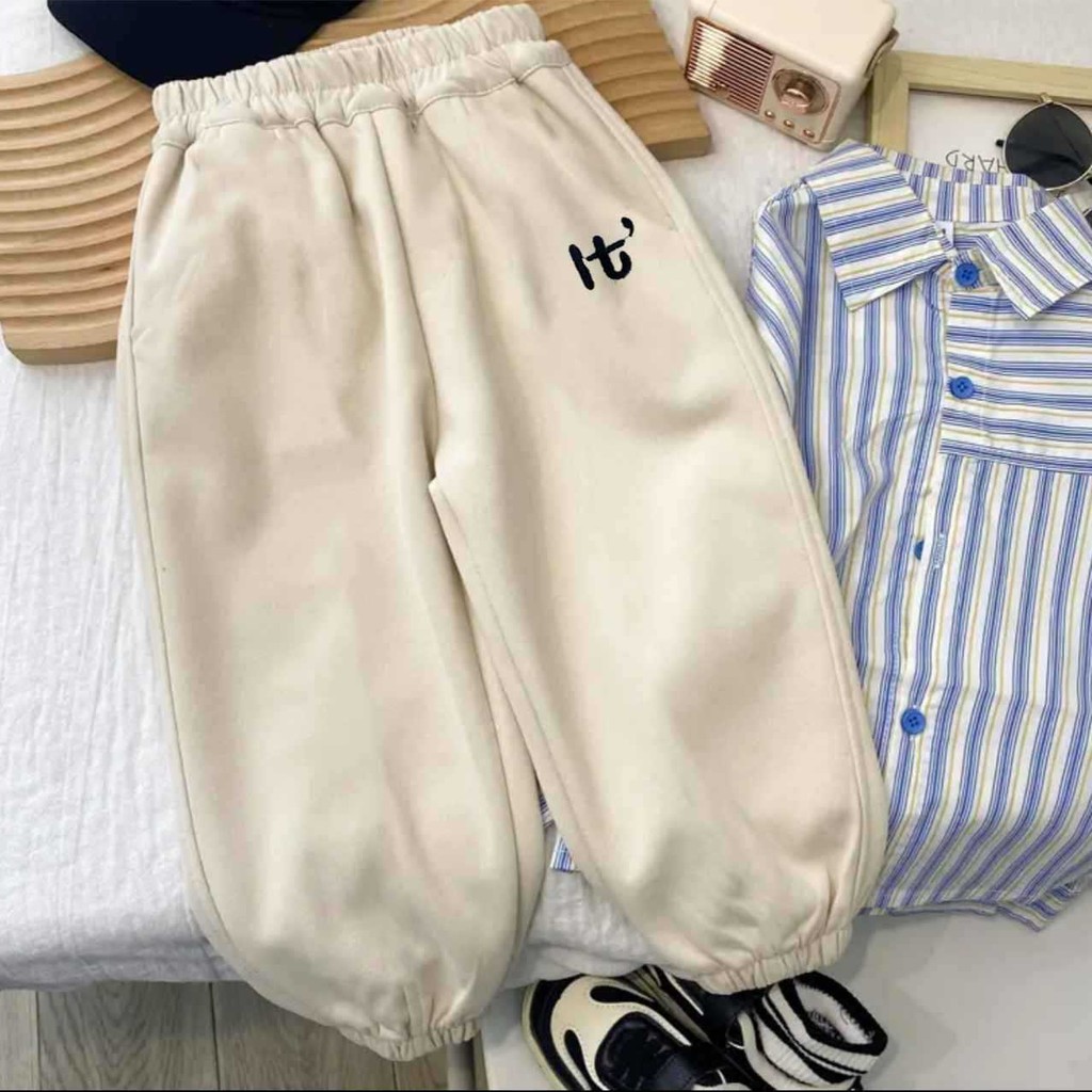 คลังสินค้าพร้อม 80-170 ซม.ฤดูใบไม้ผลิฤดูใบไม้ร่วงเด็กเย็บปักถักร้อย Tie-up Sweatpants ชายหญิง Casual All-Match Com