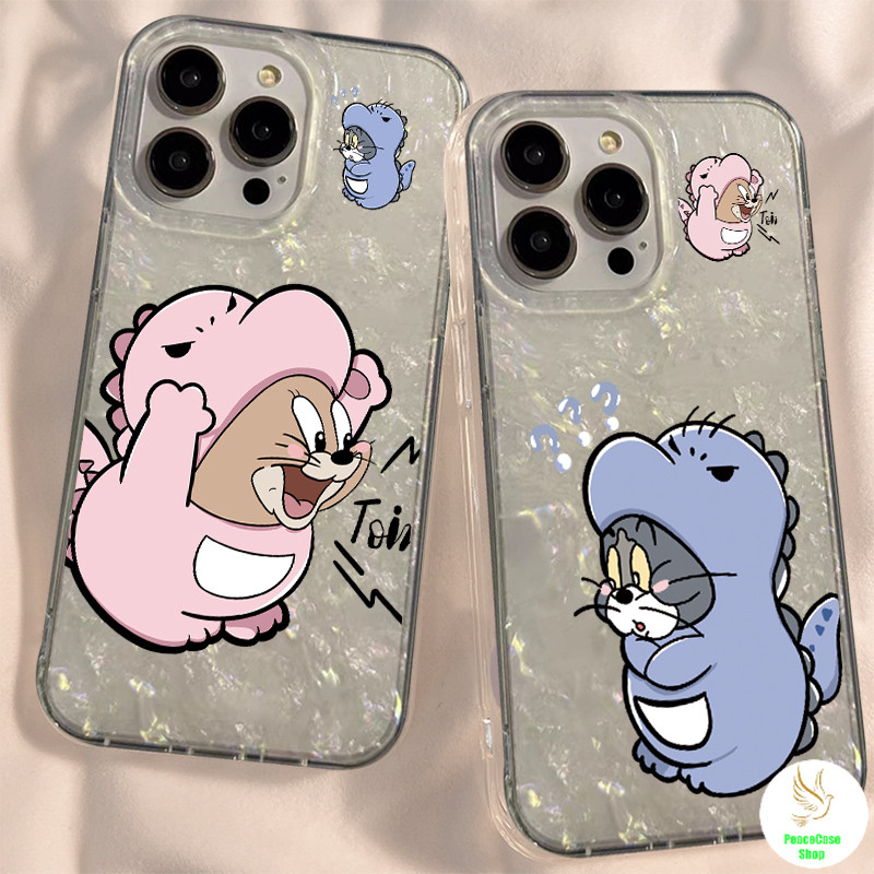 COD-ในไทย🔥เคสคู่รัก Tom and Jerry สวมชุดตุ๊กตาไดโนเสาร์ สําหรับ iPhone 7 8 X 11 12 13 14 15 IMD เคสโ