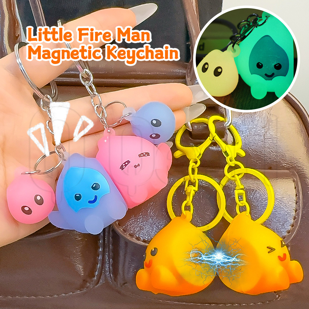 Luminous Little Fire Man Magnet พวงกุญแจ-กระเป๋า Key Charms แขวนเครื่องประดับ-ผู้หญิงผู้ชายเรซิ่นพวงกุญแจ-การ์ตูน Elf Flame Key จี้-พวงกุญแจของขวัญคู่,เพื่อนที่ดีที่สุด