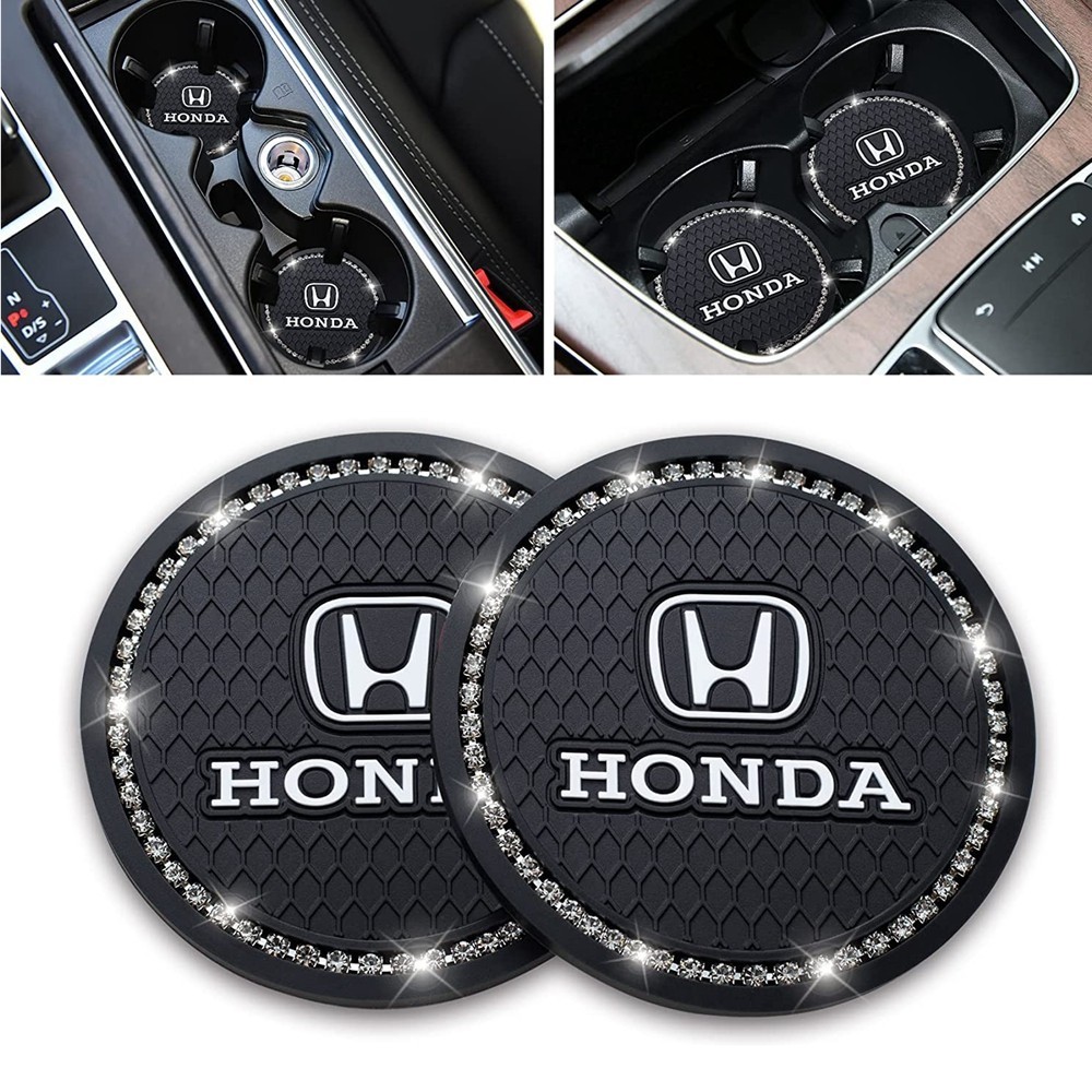 2pcs Bling รถที่วางแก้ว Coasters ใช้งานร่วมกับ Honda Fit Civic HRV CRV City Jazz gk5, Non-Slip รถถ้ว