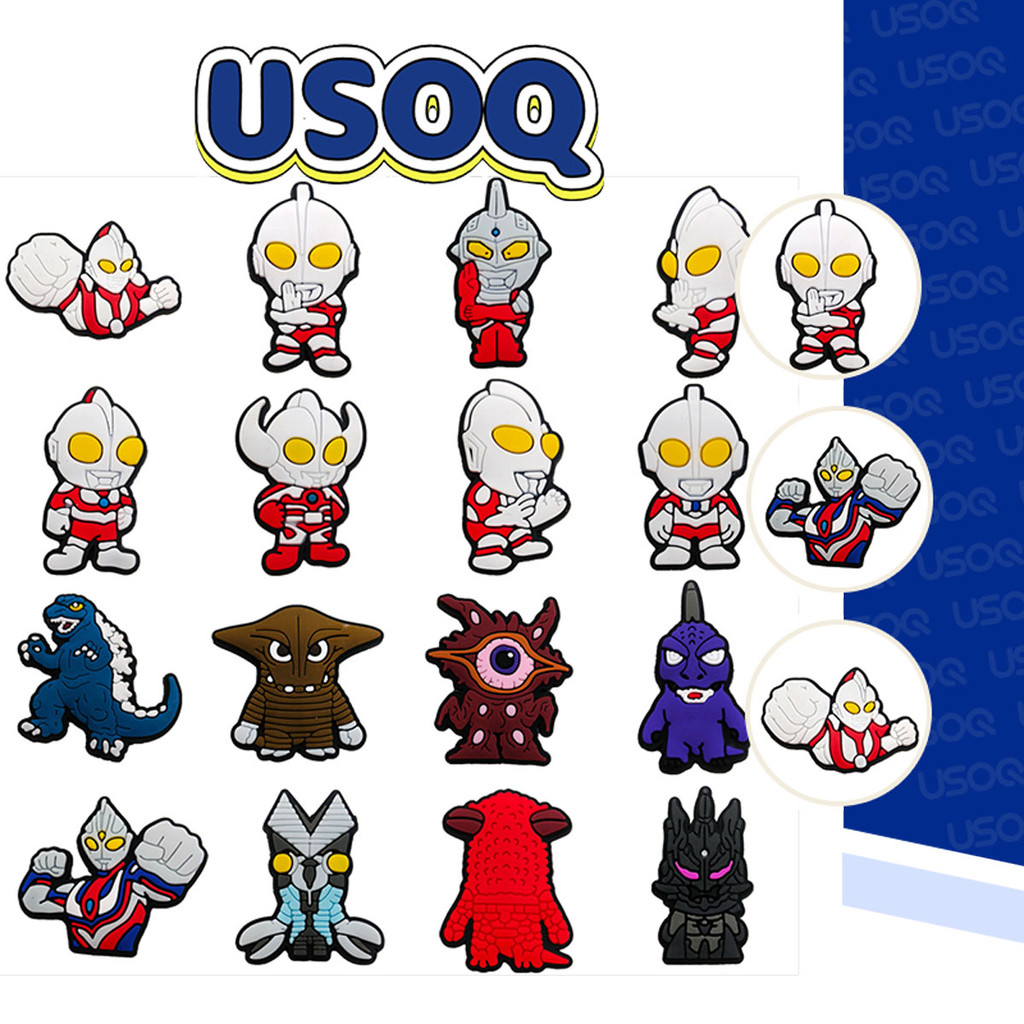 Usoq Jibbitz Crocs การ์ตูน Ultraman Cave รองเท้าหัวเข็มขัด DIY อุปกรณ์เสริม Crocs Charm Jibbitz ปุ่ม